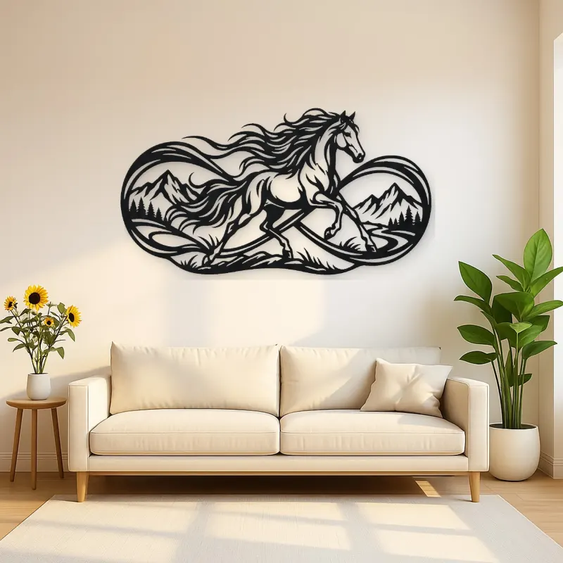 Infinite Horse Line Metal Wall Art | Equestrian Wall Decor