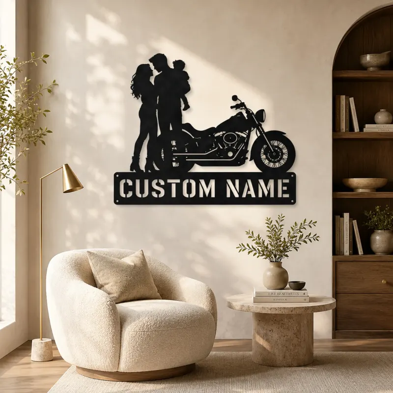 Personalized Cruiser Family with Child Metal Wall Art - lifestyle view 5