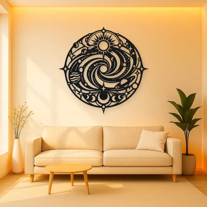 Galaxy Spiral Emblem Metal Wall Art | Celestial Boho Wall Decor