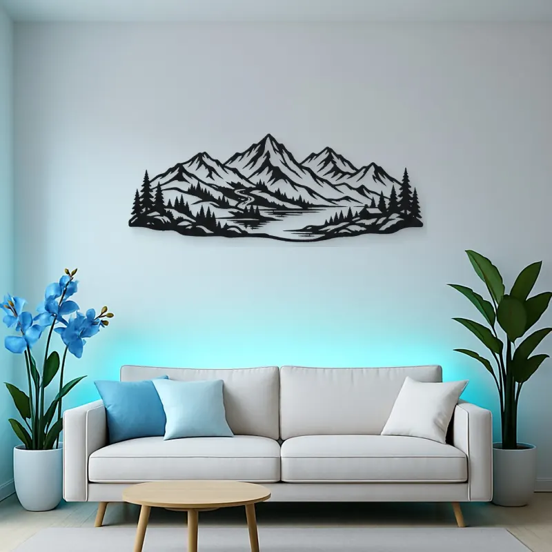 Soft Scandinavian Peaks Metal Wall Art | Modern Abstract Metal Decor