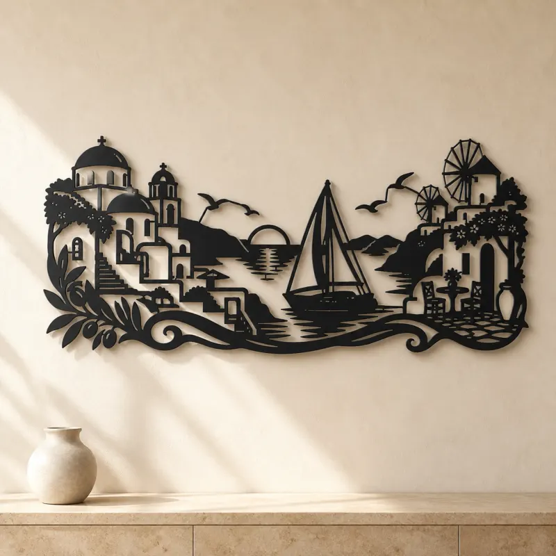 Greek Island Sail Metal Wall Art | Coastal and Nautical Wall Decor - lifestyle view 3