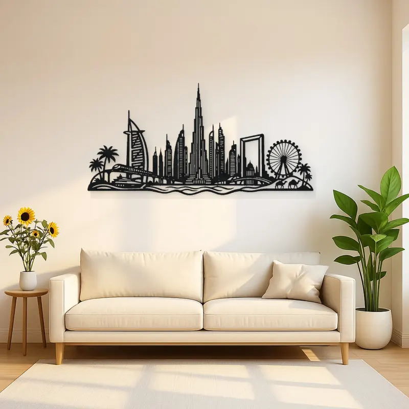 Dubai Skyline Arc Metal Wall Art | Travel and City Wall Decor