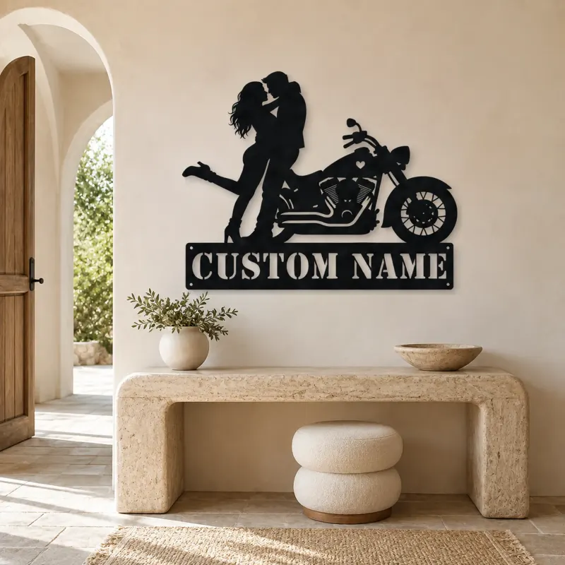 Personalized Classic Cruiser Couple Metal Wall Art - lifestyle view 3