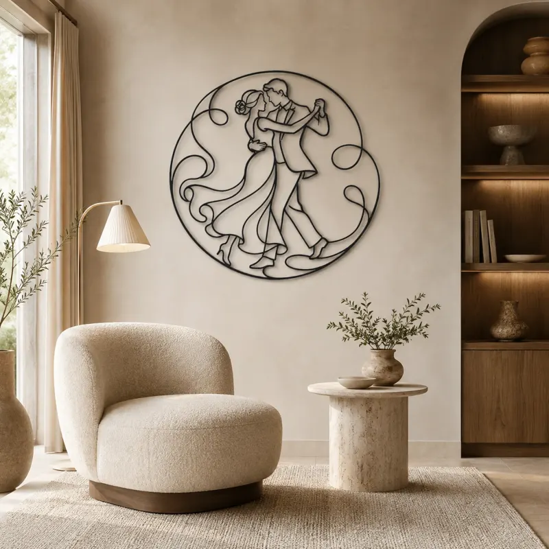 Gentle Spin Couple Metal Wall Art | Romantic Couple Decor - lifestyle view 5