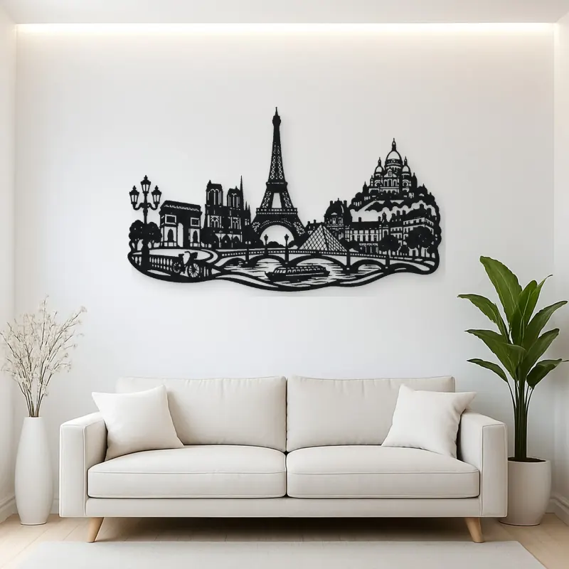 Paris Skyline Flow Metal Wall Art | Travel and City Wall Decor