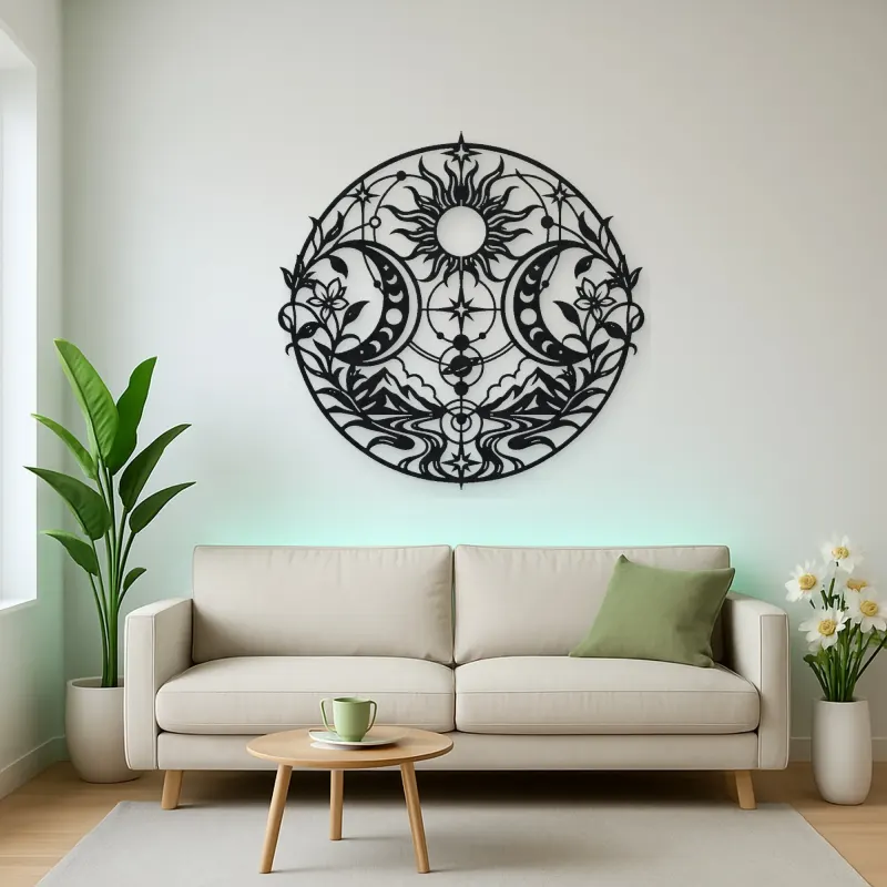 Twin Crescent Balance Metal Wall Art | Modern Abstract Metal Decor