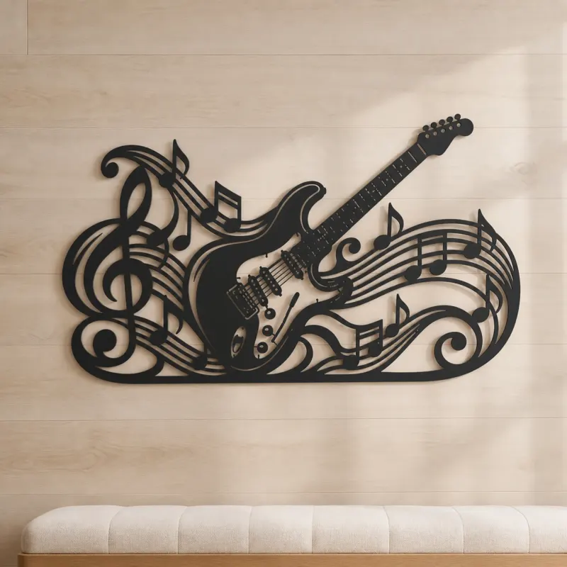 Guitar Melody Flow Metal Wall Art | Music Room Wall Decor - lifestyle view 5