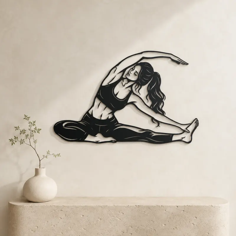 Seated Side Stretch Metal Wall Art | Movement Silhouette Decor - lifestyle view 3