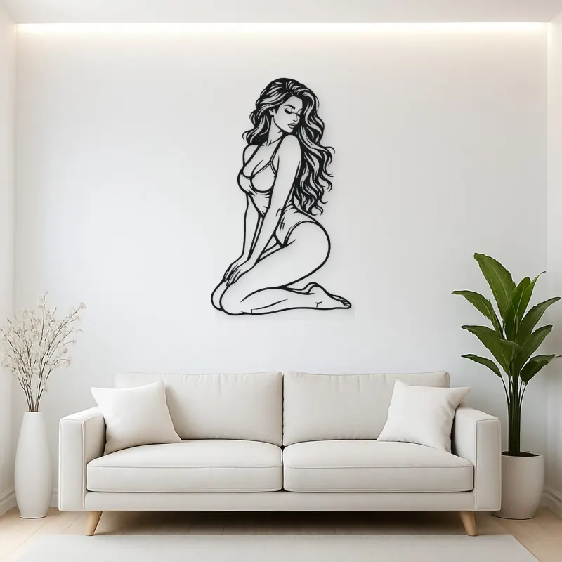 Kneeling Side Pose Metal Wall Art | Movement Silhouette Decor