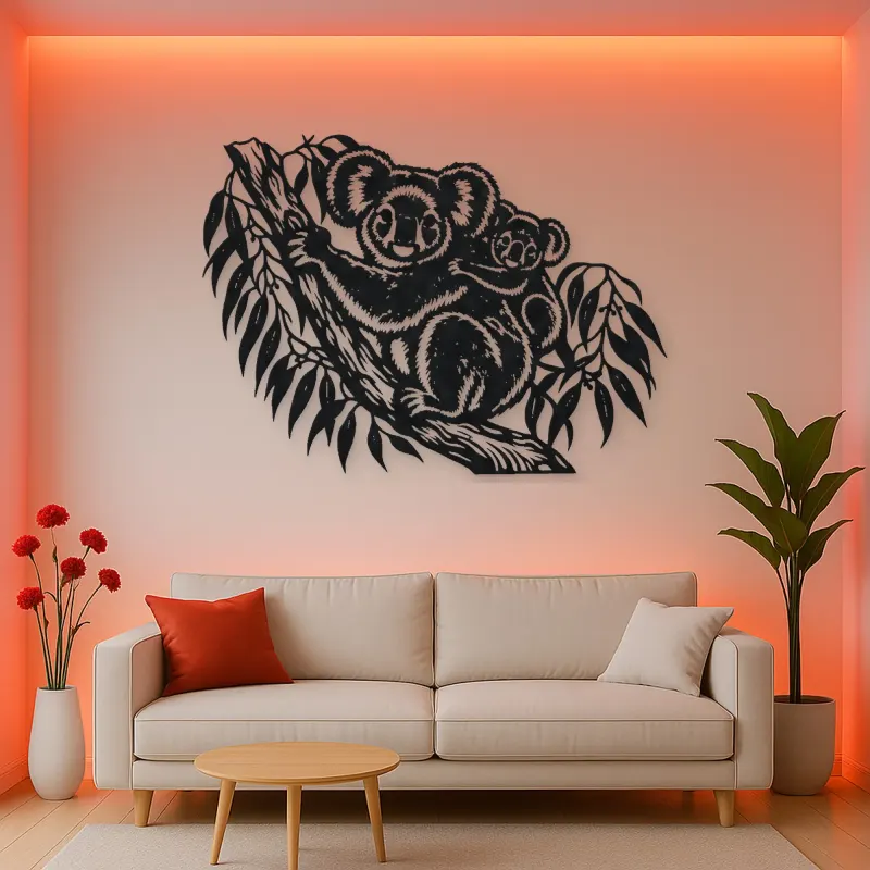 Koala Eucalyptus Metal Wall Art | Wildlife Silhouette Decor
