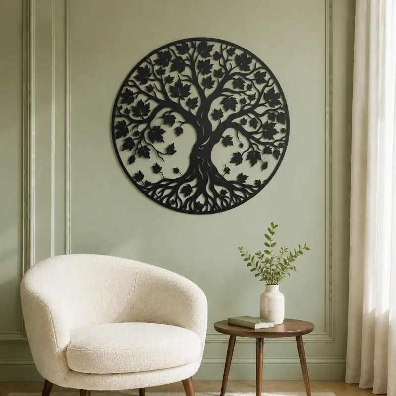 Autumn Leaf Tree Metal Wall Art | Botanical Metal Wall Decor - lifestyle view 2