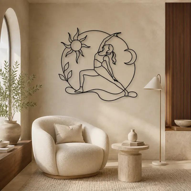 Reverse Warrior Arc Metal Wall Art | Yoga and Meditation Wall Decor - lifestyle view 5