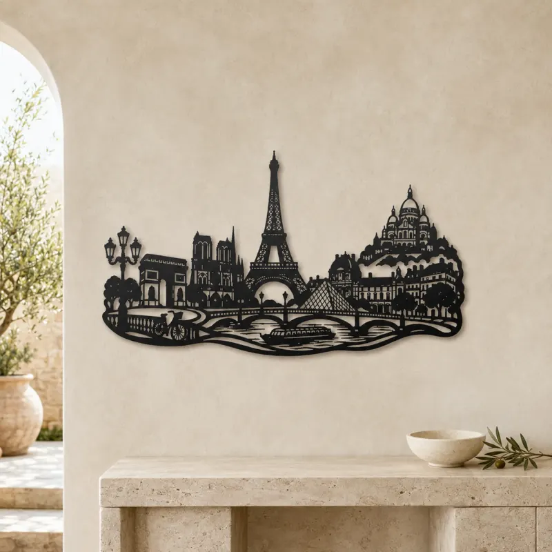 Paris Skyline Flow Metal Wall Art | Travel and City Wall Decor - lifestyle view 3