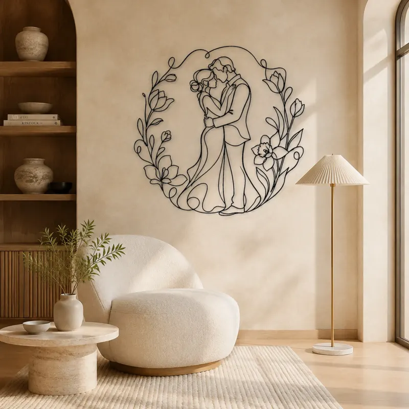 Spring Flower Couple Metal Wall Art | Romantic Couple Decor - lifestyle view 5
