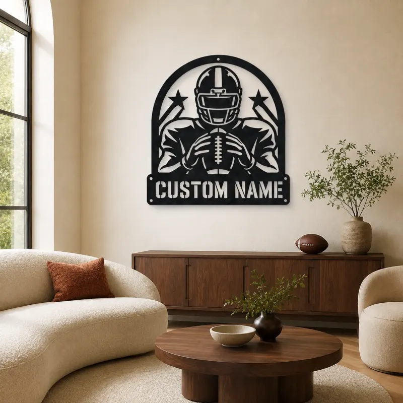 Décoration murale en métal personnalisée - Joueur de football étoiles montantes