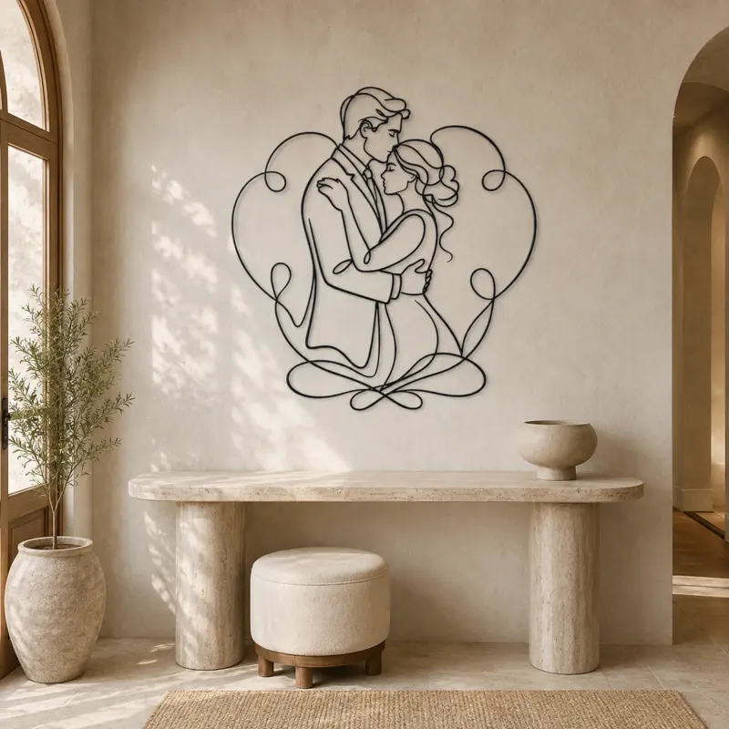 Forehead Kiss Couple Metal Wall Art | Romantic Couple Decor - lifestyle view 3