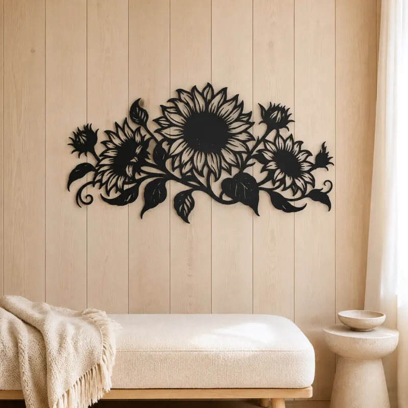 Sunflower Horizon Metal Wall Art | Botanical Metal Wall Decor - lifestyle view 5