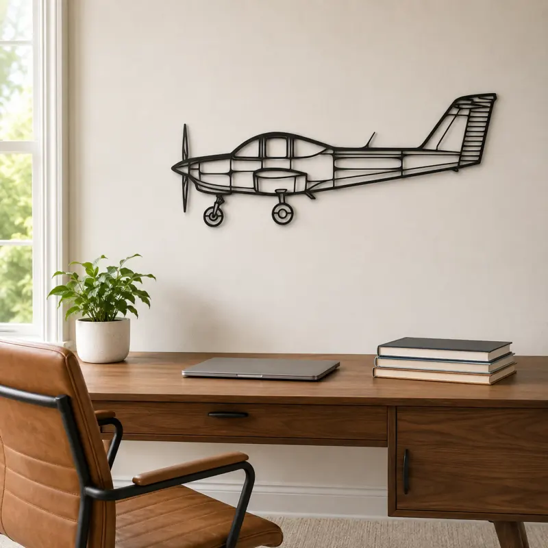 PA-38 Tomahawk Airplane Silhouette Metal Wall Art, Metal Aircraft Silhouette, Aviation Wall Decor, Aviator Decor - lifestyle view 4