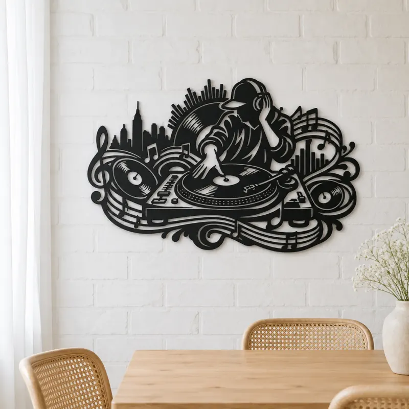 Turntable Groove Metal Wall Art | Music Room Wall Decor - lifestyle view 4