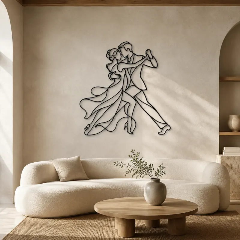 Tango Close Embrace Metal Wall Art | Couple Dance Wall Decor - lifestyle view 3
