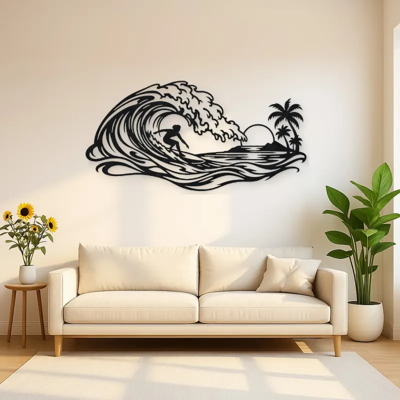 Surfer on the Curl Metal Wall Art | Coastal and Nautical Wall Decor