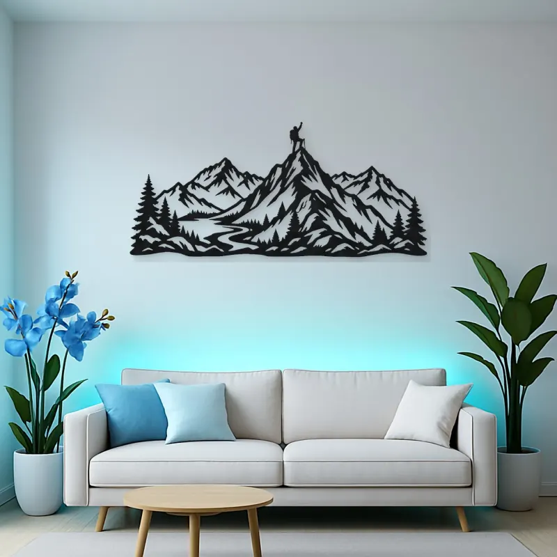 Climber Summit Moment Metal Wall Art | Nature Silhouette Decor