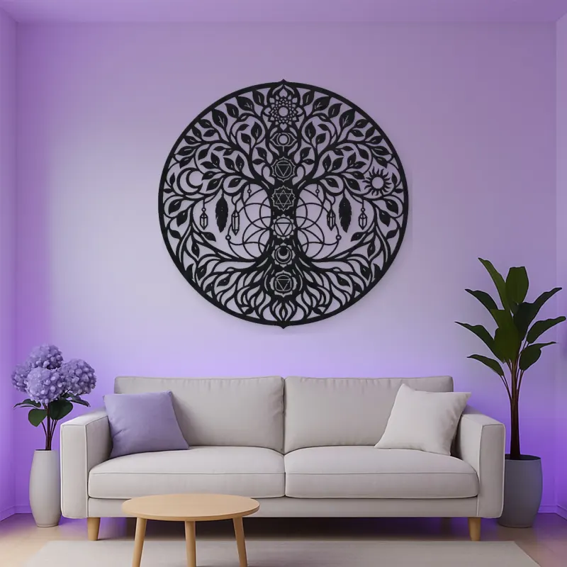 Seven Chakra Tree Metal Wall Art | Botanical Metal Wall Decor