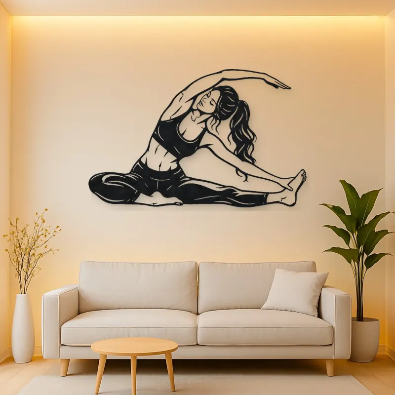Seated Side Stretch Metal Wall Art | Movement Silhouette Decor