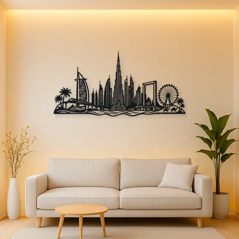Dubai Skyline Arc Metal Wall Art | Travel and City Wall Decor