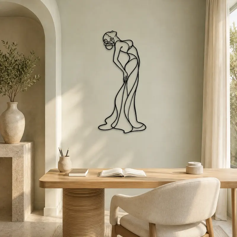 Standing Back Arch Metal Wall Art | Feminine Figure Wall Decor - lifestyle view 4