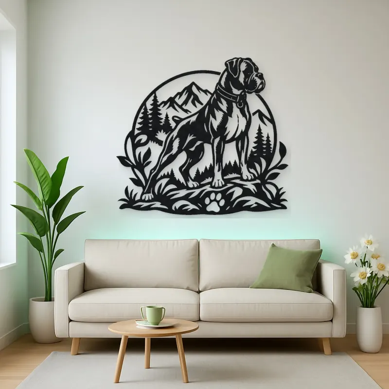 Boxer Strong Profile Metal Wall Art | Pet Lover Silhouette Decor