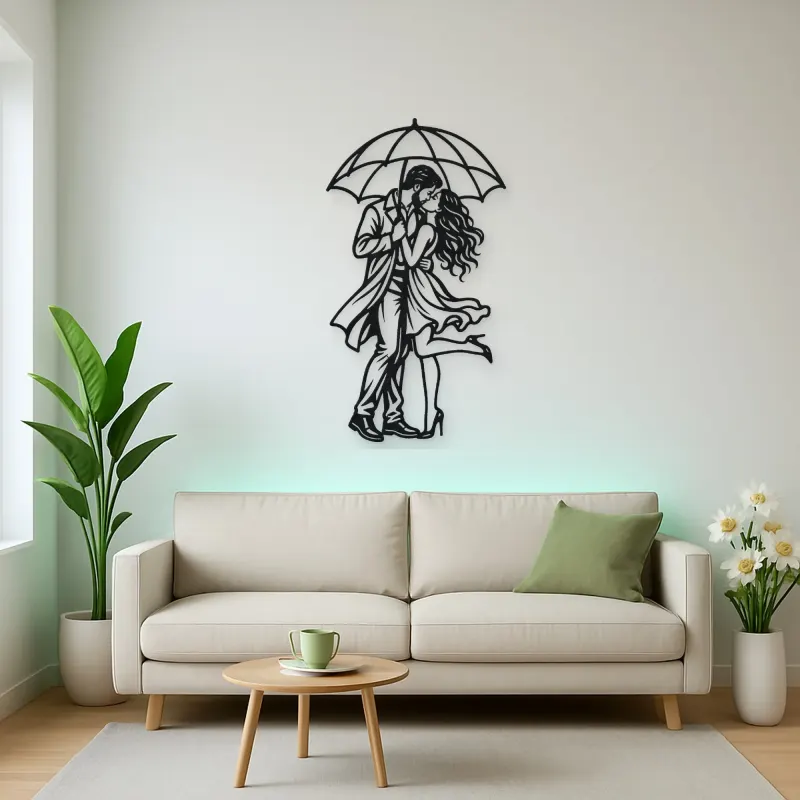 Under One Umbrella Metal Wall Art | Romantic Couple Decor