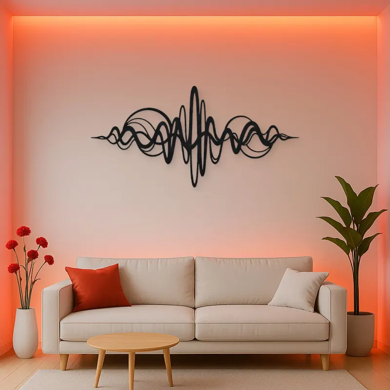 Continuous Sound Wave Metal Wall Art | Music Room Wall Decor