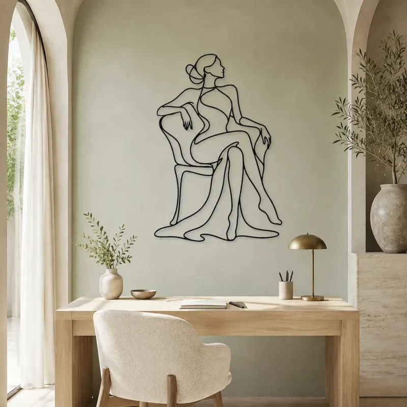 Poised Chair Muse Metal Wall Art | Fashion Figure Wall Decor - lifestyle view 4
