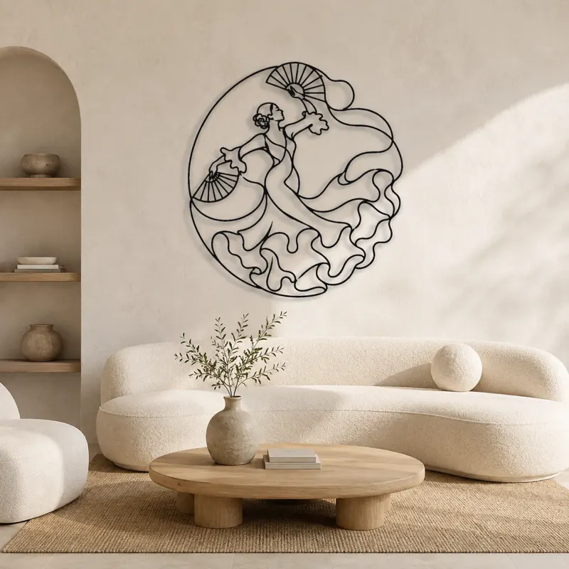 Sevillana Fan Dance Metal Wall Art | Dance Silhouette Wall Decor - lifestyle view 3
