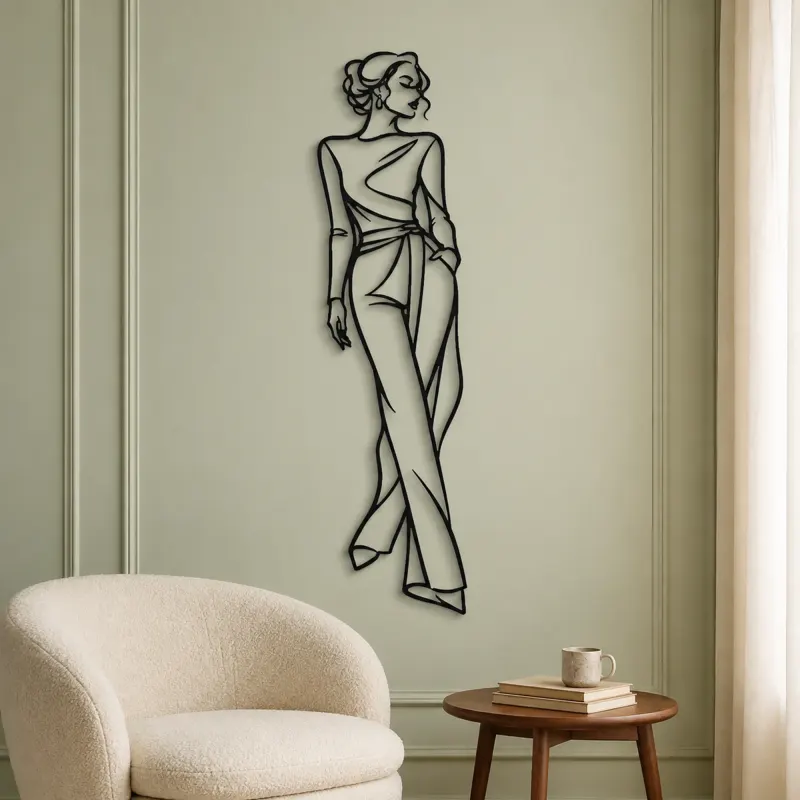 Runway Curve Muse Metal Wall Art | Minimalist Woman Line Art - lifestyle view 2