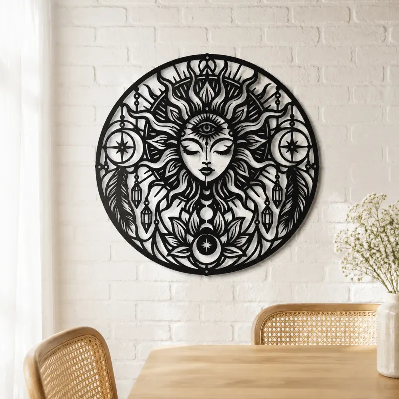 Third Eye Sun Metal Wall Art | Spiritual Boho Metal Decor - lifestyle view 4