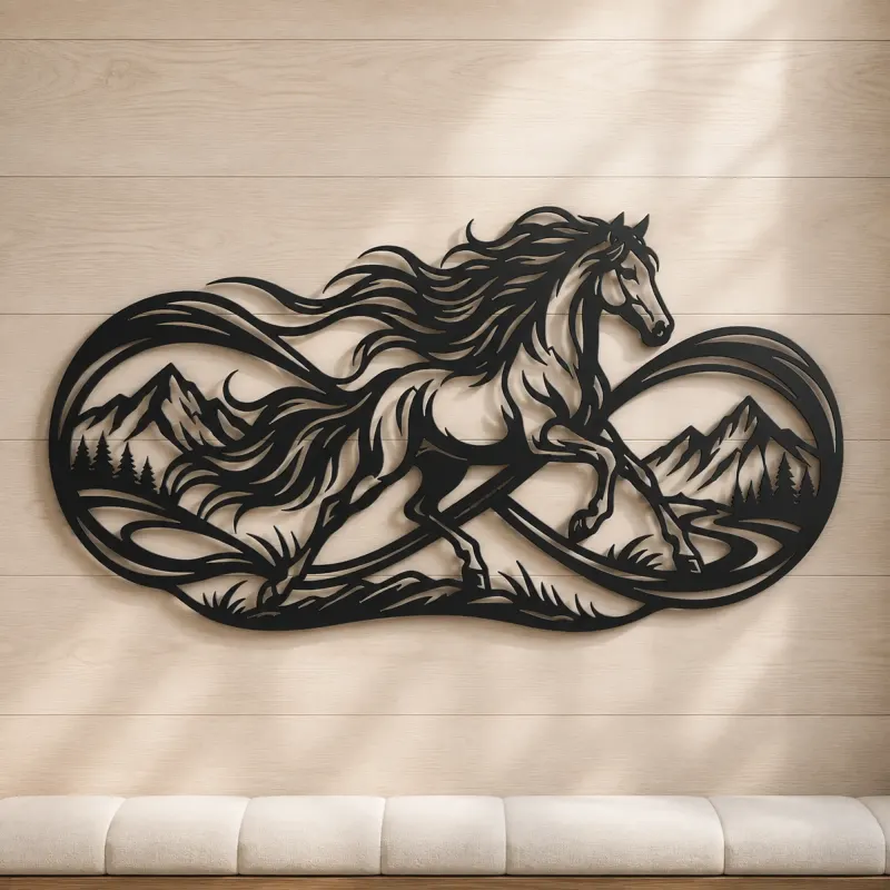 Infinite Horse Line Metal Wall Art | Equestrian Wall Decor - lifestyle view 5