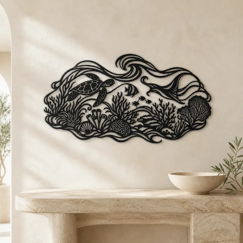 Coral Reef Rhythm Metal Wall Art | Coastal and Nautical Wall Decor - lifestyle view 3