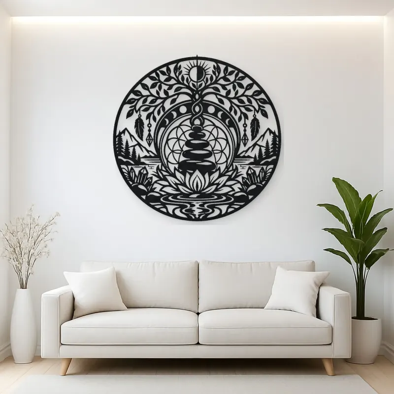 Balance Stone Circle Metal Wall Art | Modern Abstract Metal Decor