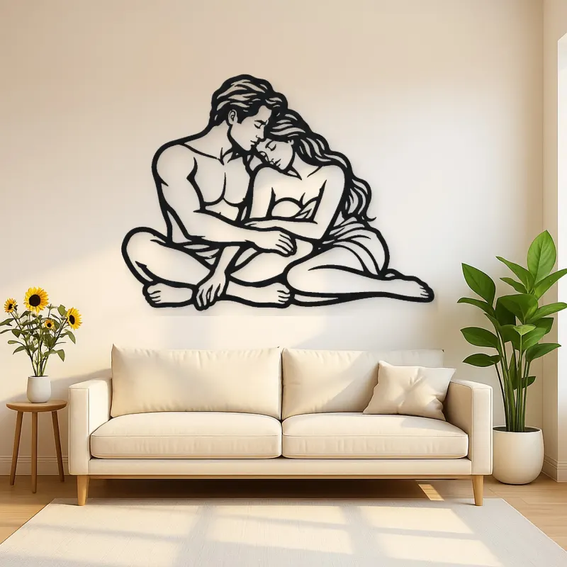 Quiet Night Cuddle Metal Wall Art | Romantic Couple Decor