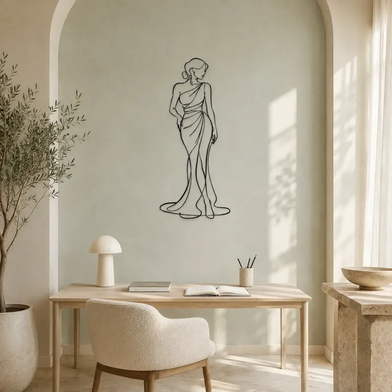 Draped Fabric Woman Metal Wall Art | Fashion Figure Wall Decor - lifestyle view 4