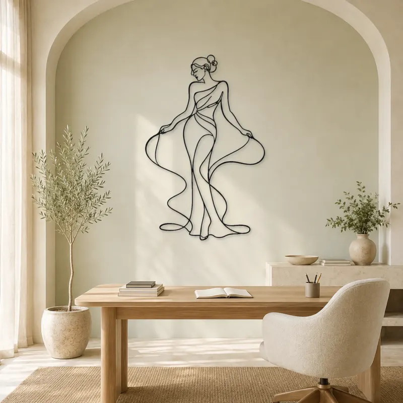 Silk Ribbon Woman Metal Wall Art | Fashion Figure Wall Decor - lifestyle view 4