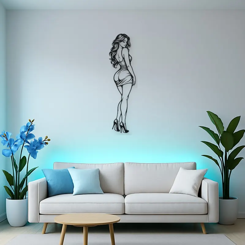 Body Line Twist Metal Wall Art | Minimalist Woman Line Art