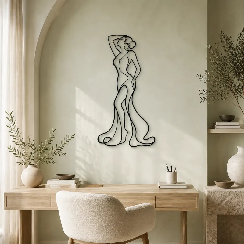 Sculptural Body Arc Metal Wall Art | Feminine Figure Wall Decor - lifestyle view 4