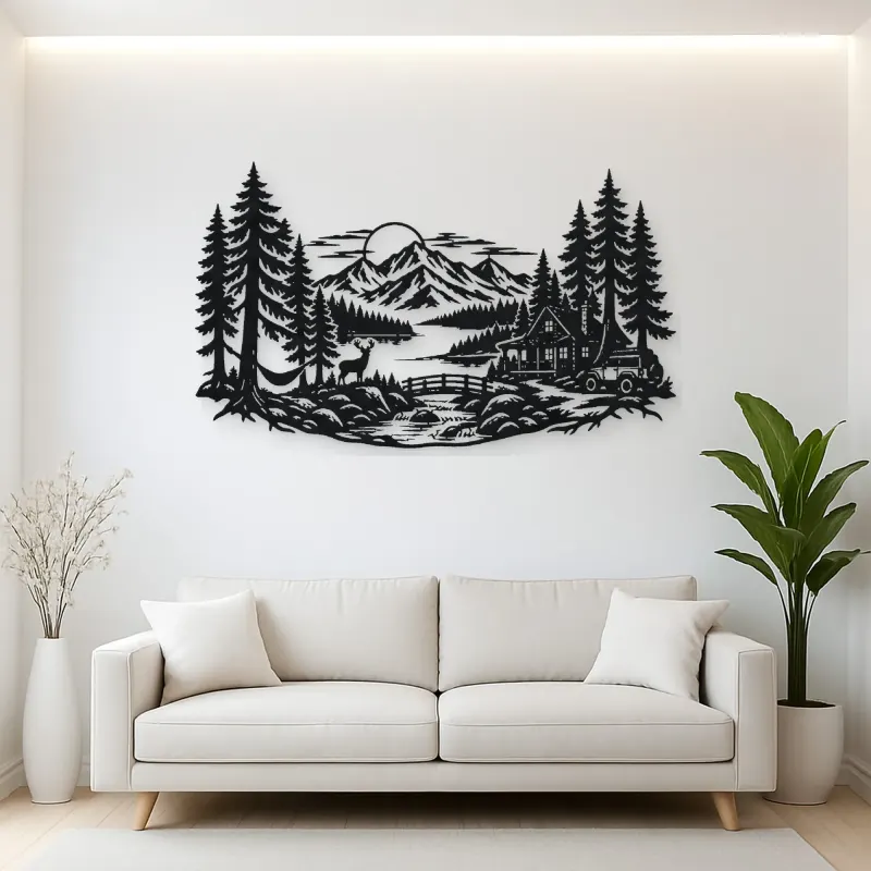 Endless Evergreen Horizon Metal Wall Art | Nature Silhouette Decor