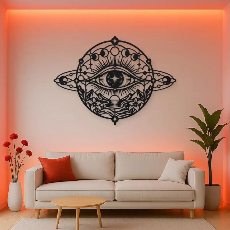 Cosmic Eye Symbol Metal Wall Art | Spiritual Boho Metal Decor