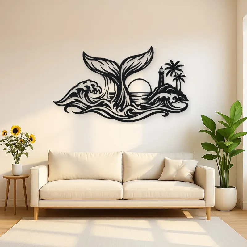 Whale Tail Ocean Metal Wall Art | Coastal and Nautical Wall Decor