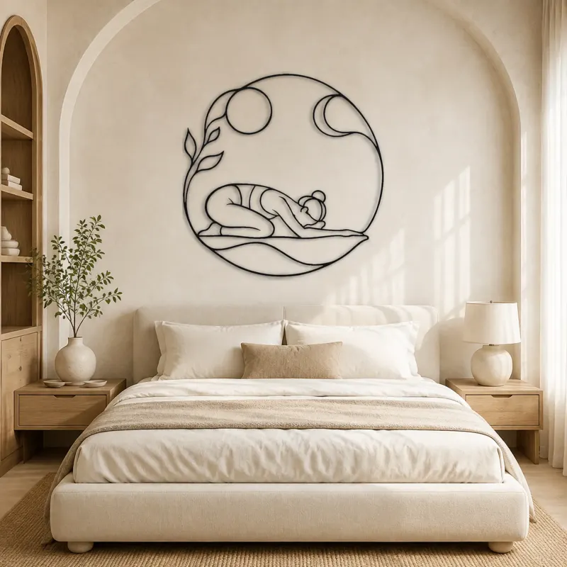 Child Pose Calm Metal Wall Art | Yoga and Meditation Wall Decor - lifestyle view 2