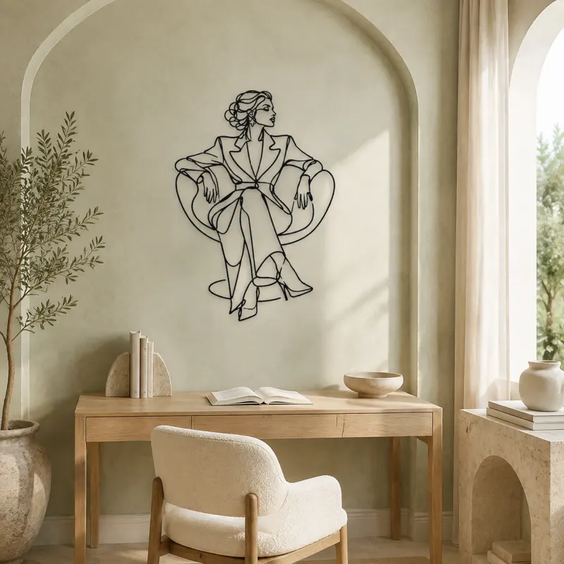 Seated Couture Pose Metal Wall Art | Fashion Figure Wall Decor - lifestyle view 4